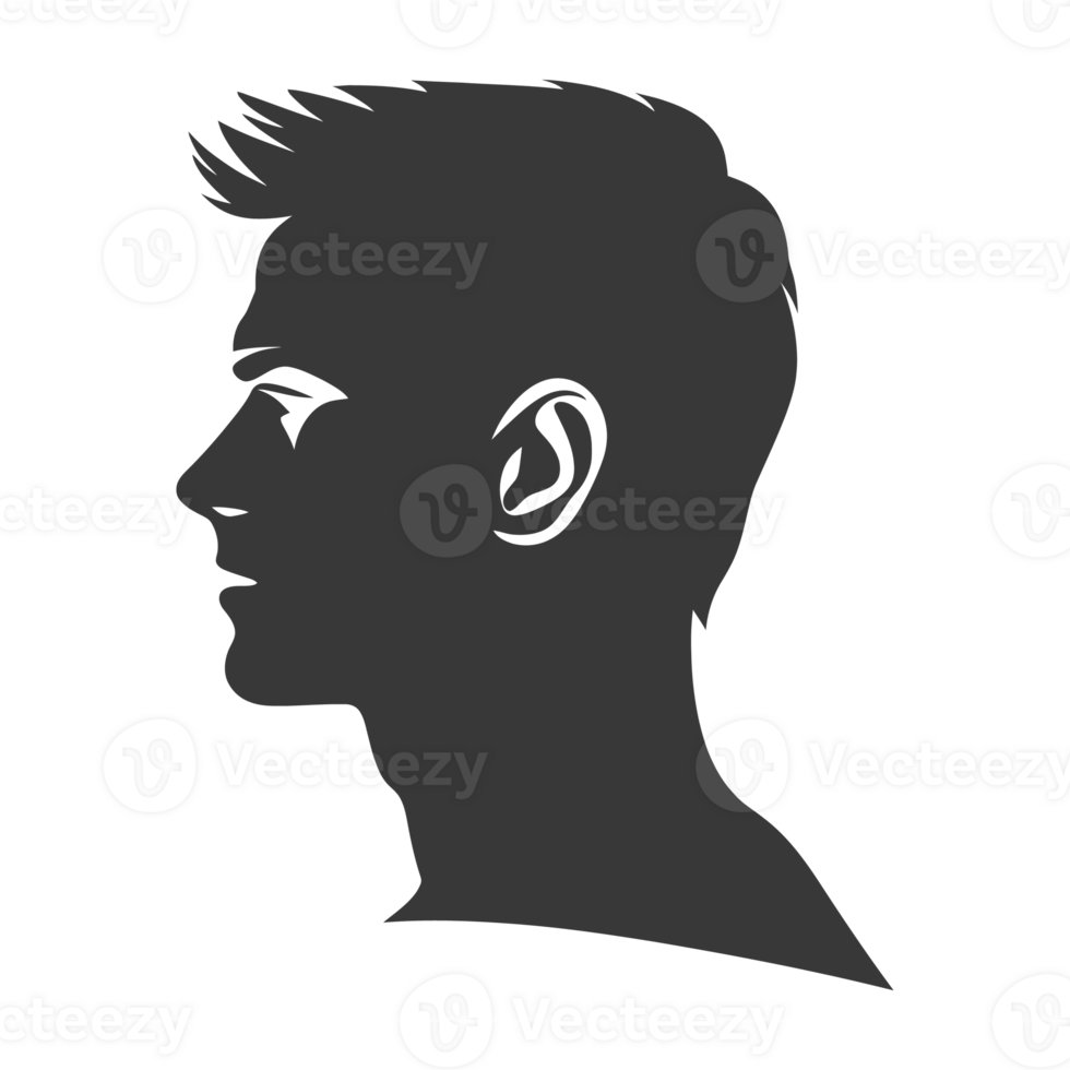 AI generated Silhouette men head thick black color only png