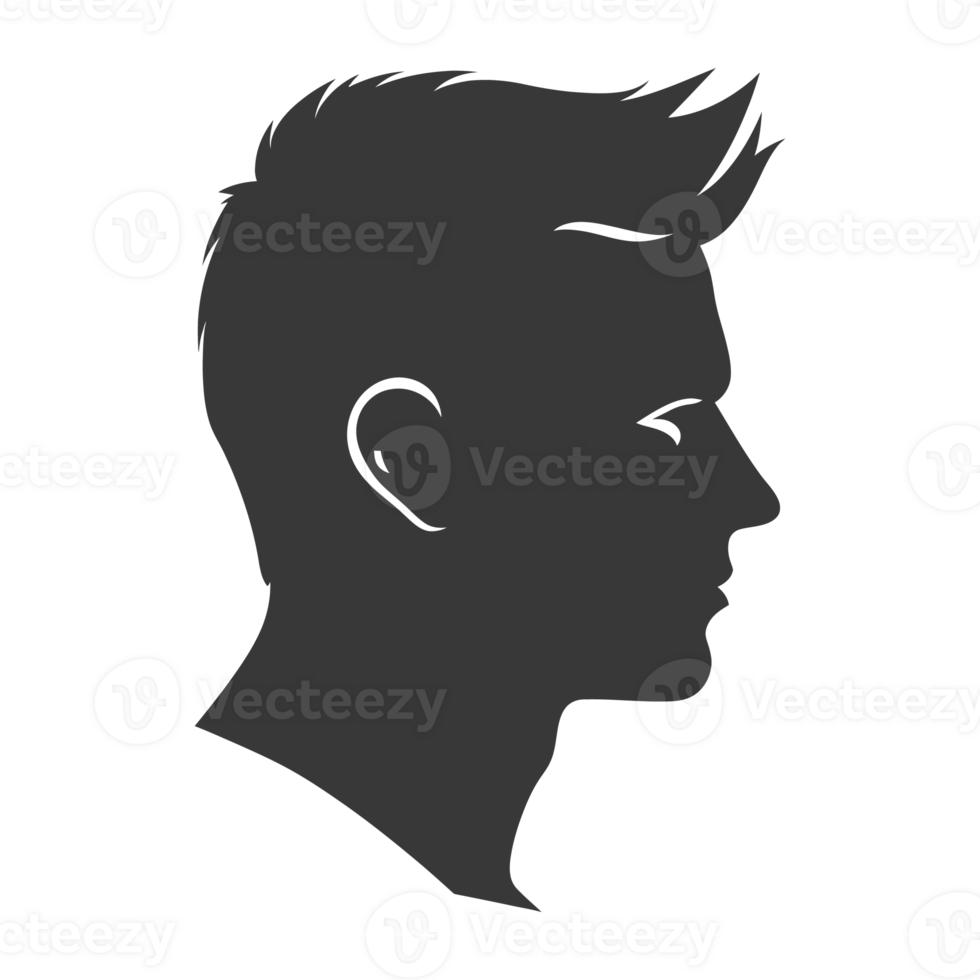 AI generated Silhouette men head thick black color only png