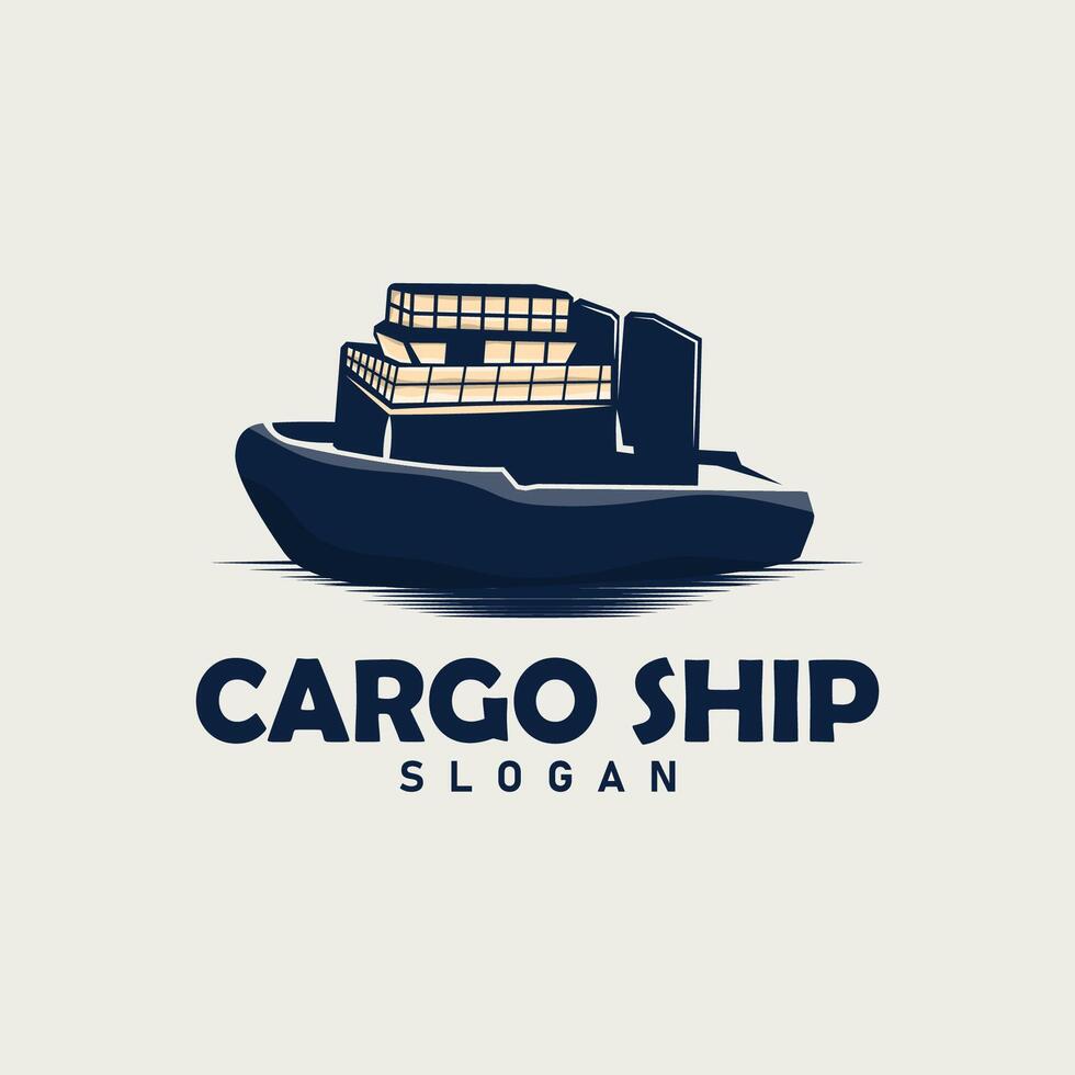 Simple template ship logo design vector marine transport company silhouette cruise ship