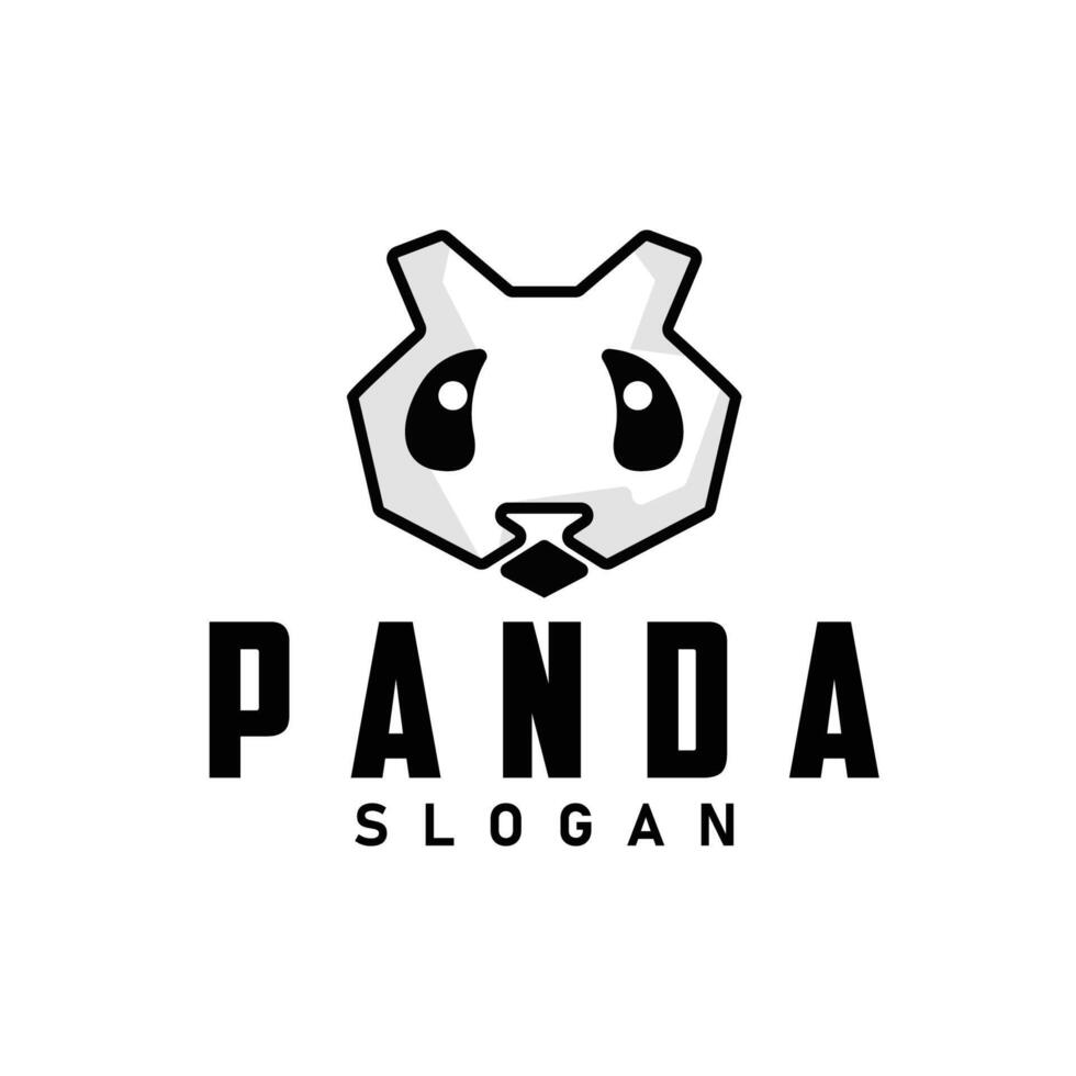 linda y sencillo perezoso negro y blanco panda animal silueta diseño modelo marca panda oso logo vector