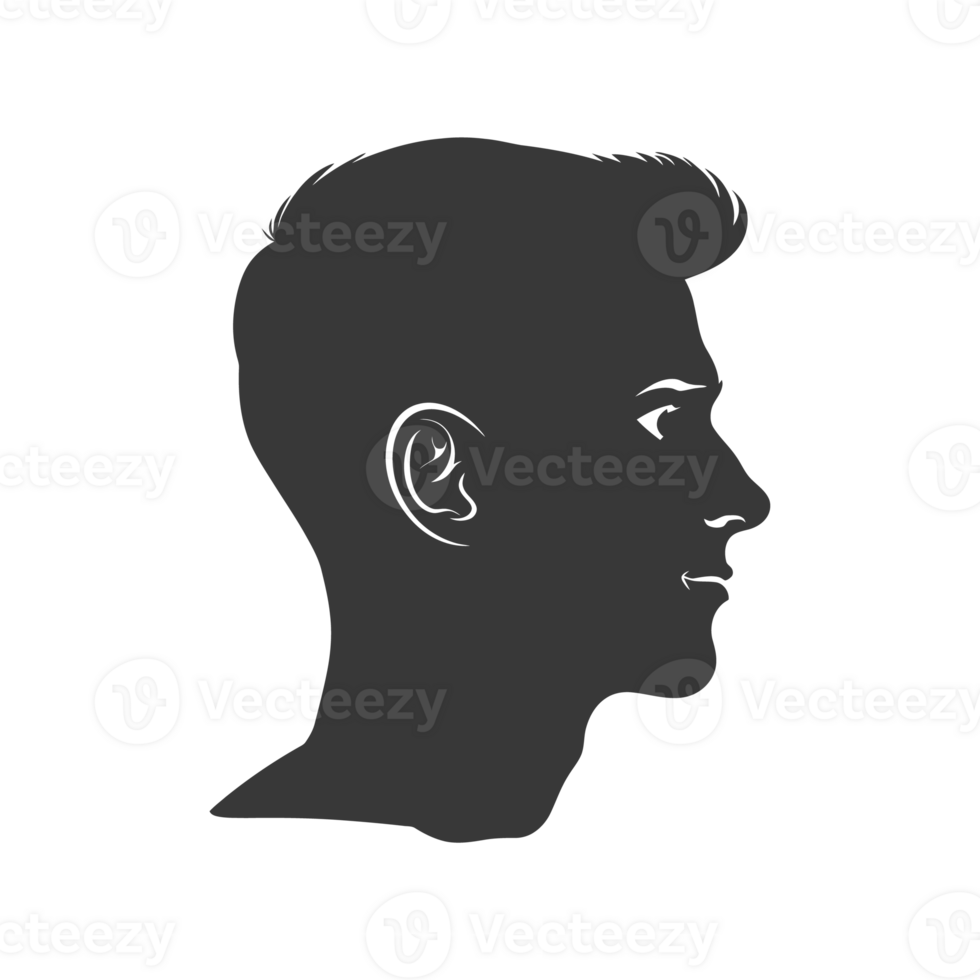 AI generated Silhouette men head thick black color only png