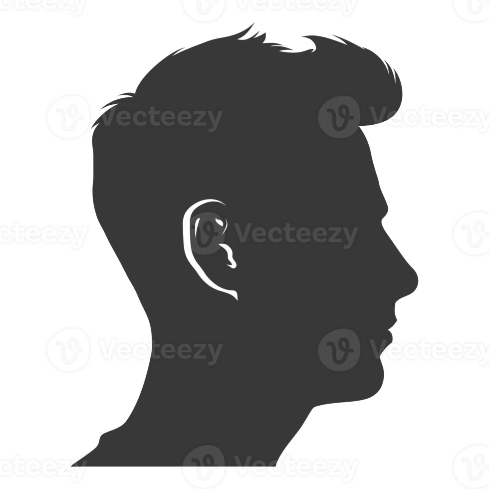 AI generated Silhouette men head thick black color only png