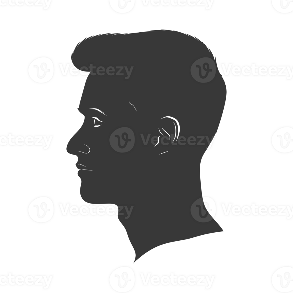 AI generated Silhouette men head thick black color only png
