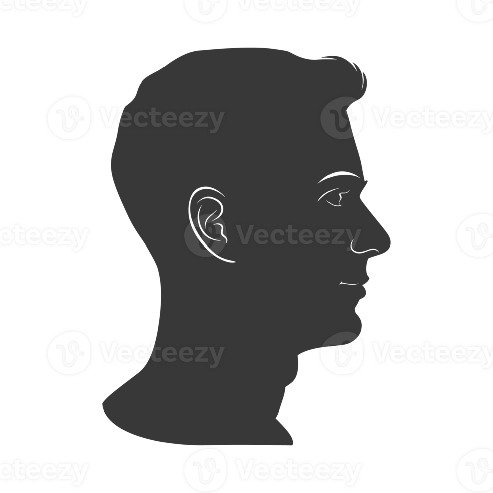AI generated Silhouette men head thick black color only png