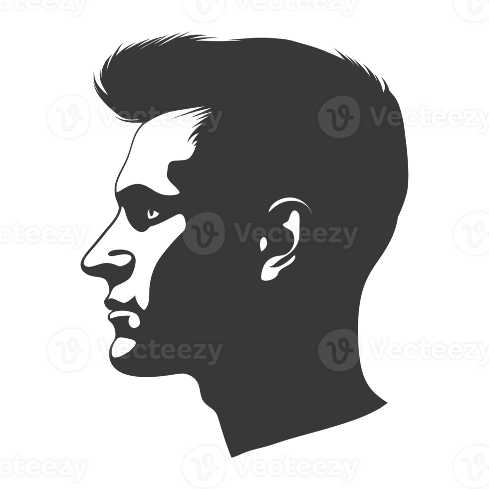 AI generated Silhouette men head thick black color only png
