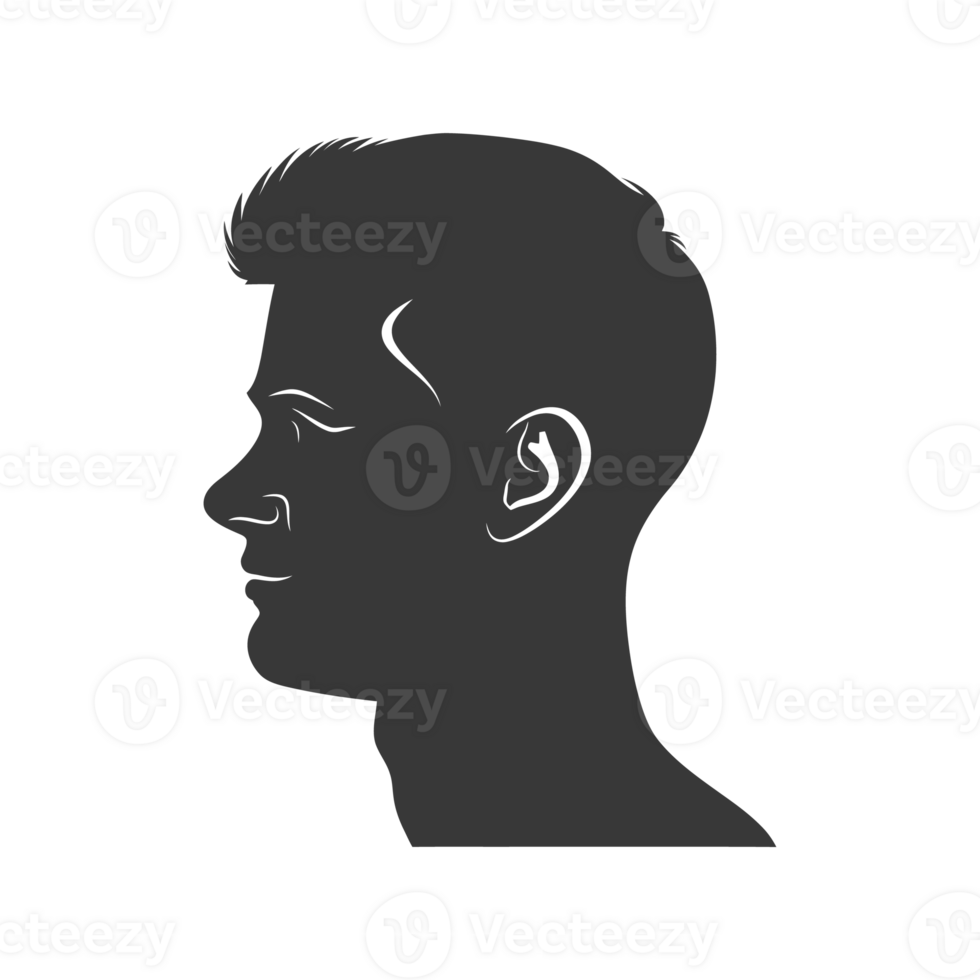 AI generated Silhouette men head thick black color only png