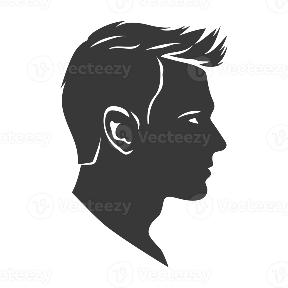 AI generated Silhouette men head thick black color only png