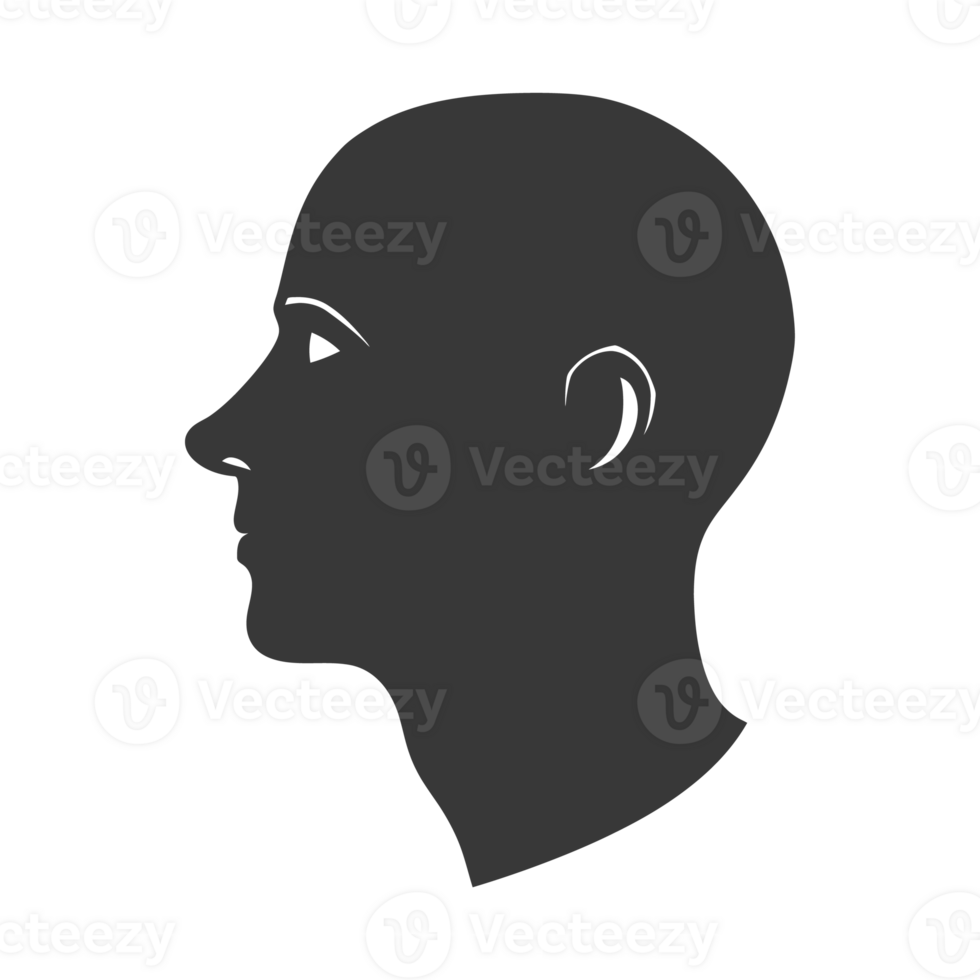 AI generated Silhouette men head thick black color only png