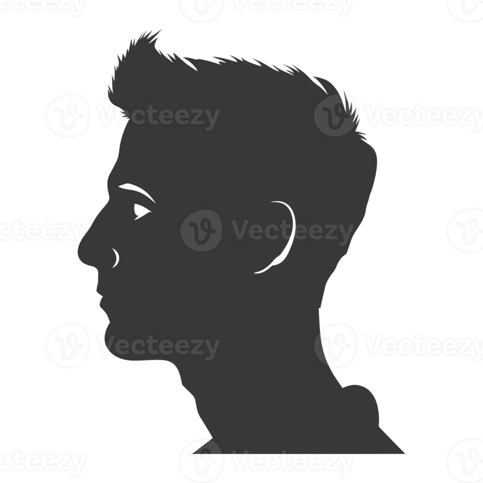 AI generated Silhouette men head thick black color only png