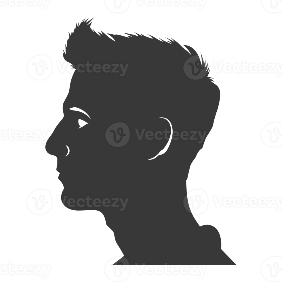 ai genererad silhuett män huvud tjock svart Färg endast png