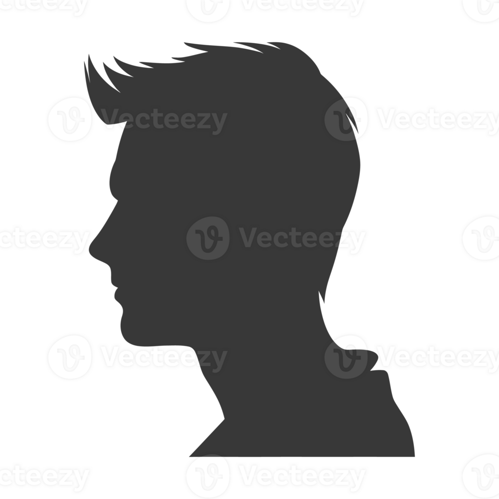 AI generated Silhouette men head thick black color only png