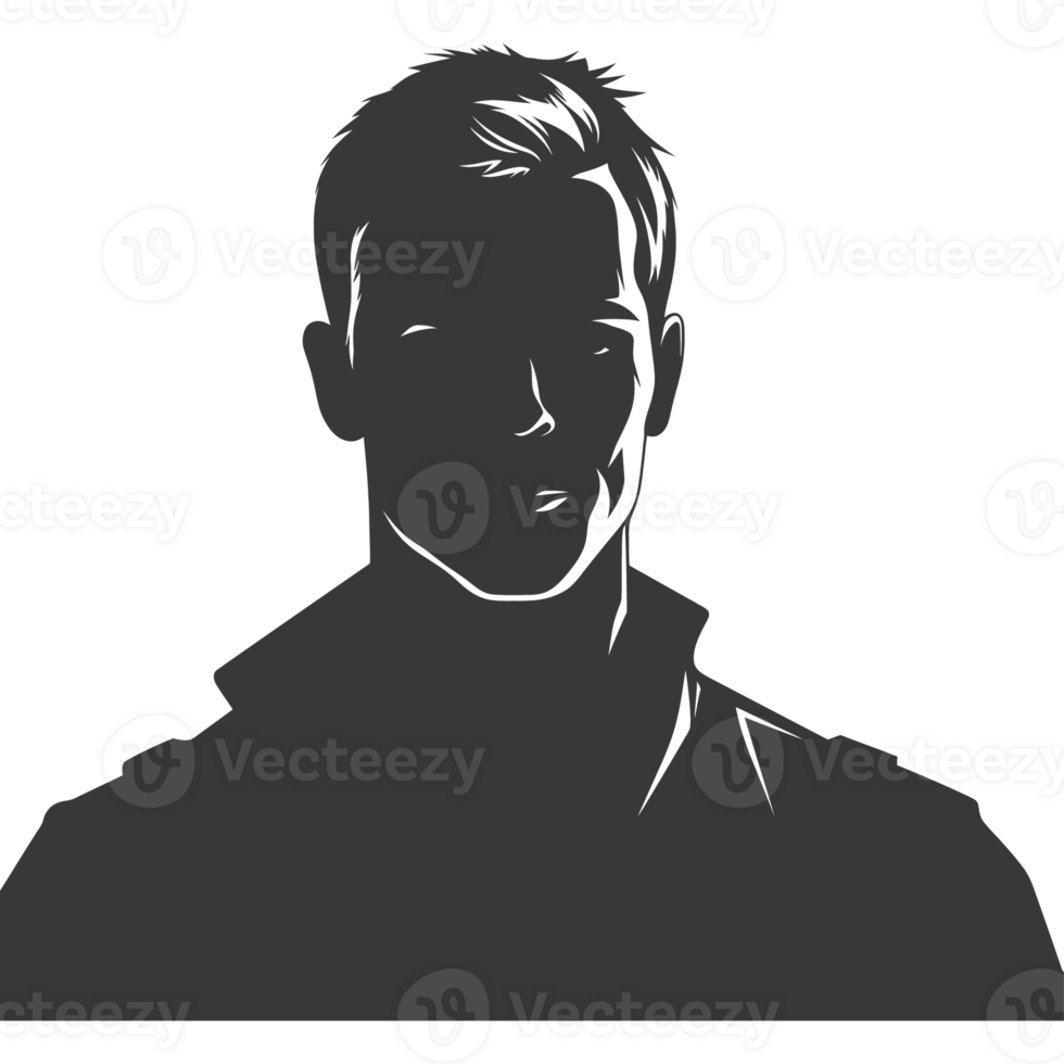 AI generated Silhouette men head thick black color only png