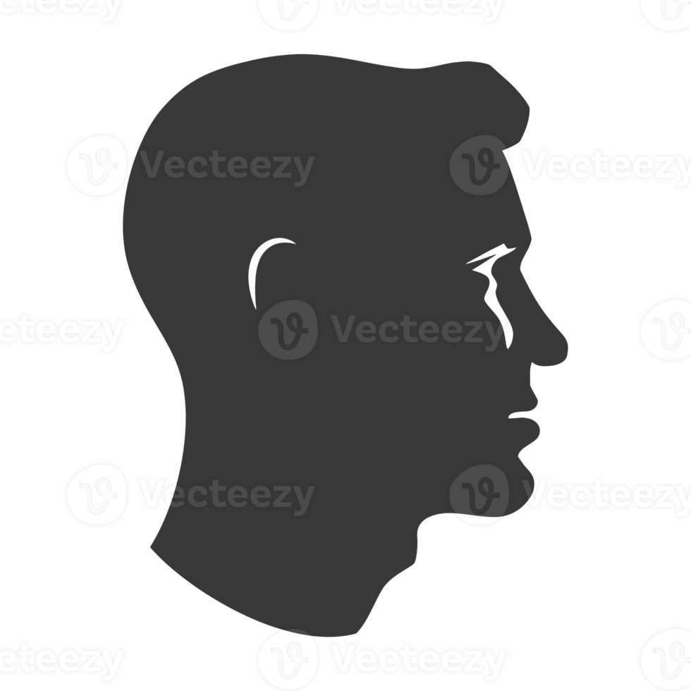 AI generated Silhouette men head thick black color only png