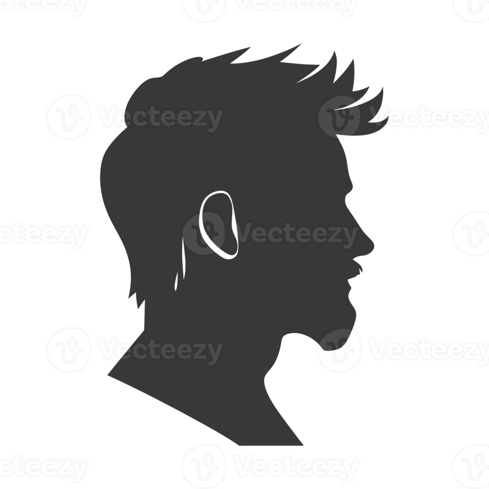 AI generated Silhouette men head thick black color only png