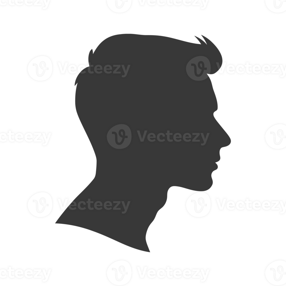 AI generated Silhouette men head thick black color only png