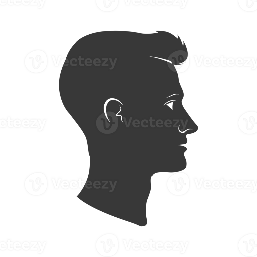 AI generated Silhouette men head thick black color only png