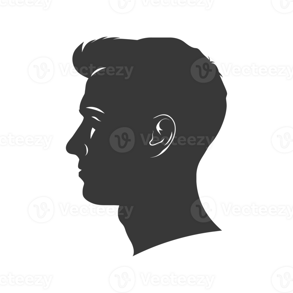 AI generated Silhouette men head thick black color only png