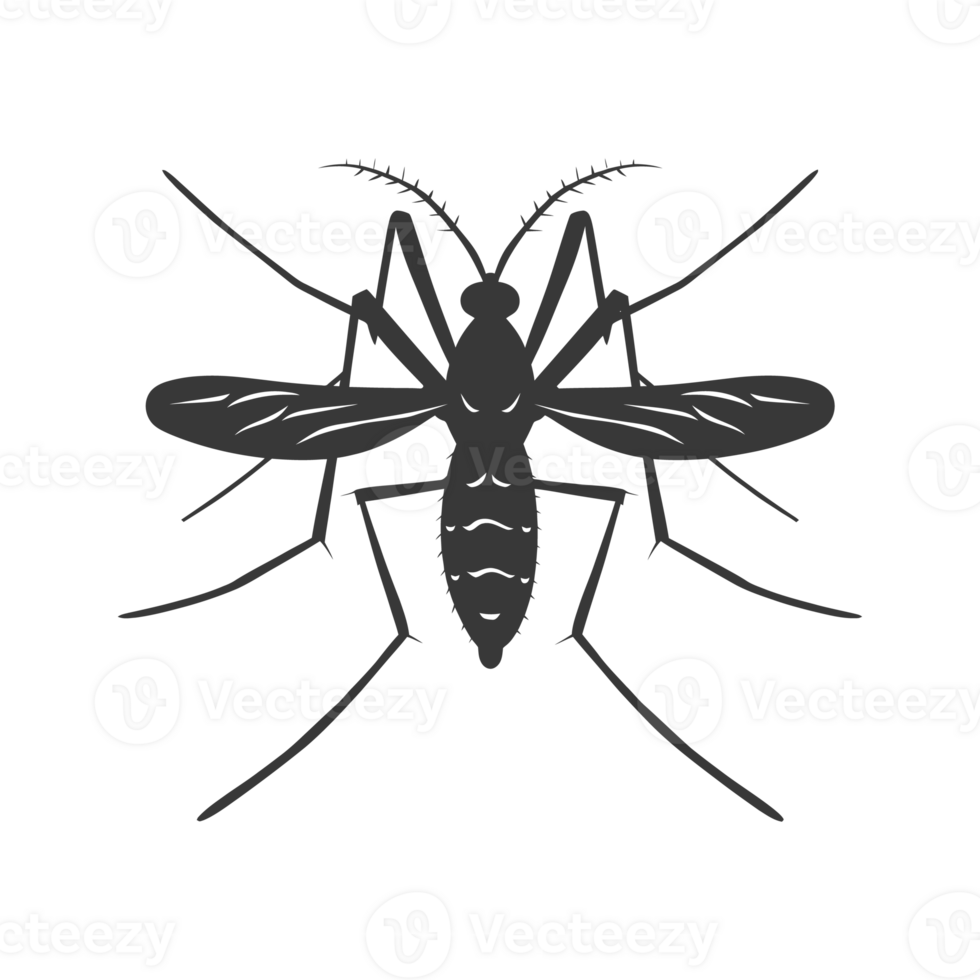 AI generated Silhouette mosquito animal black color only full body png