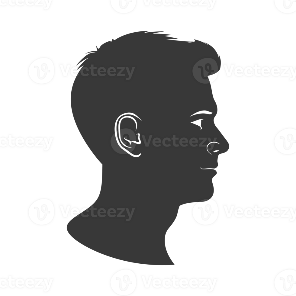 AI generated Silhouette men head thick black color only png