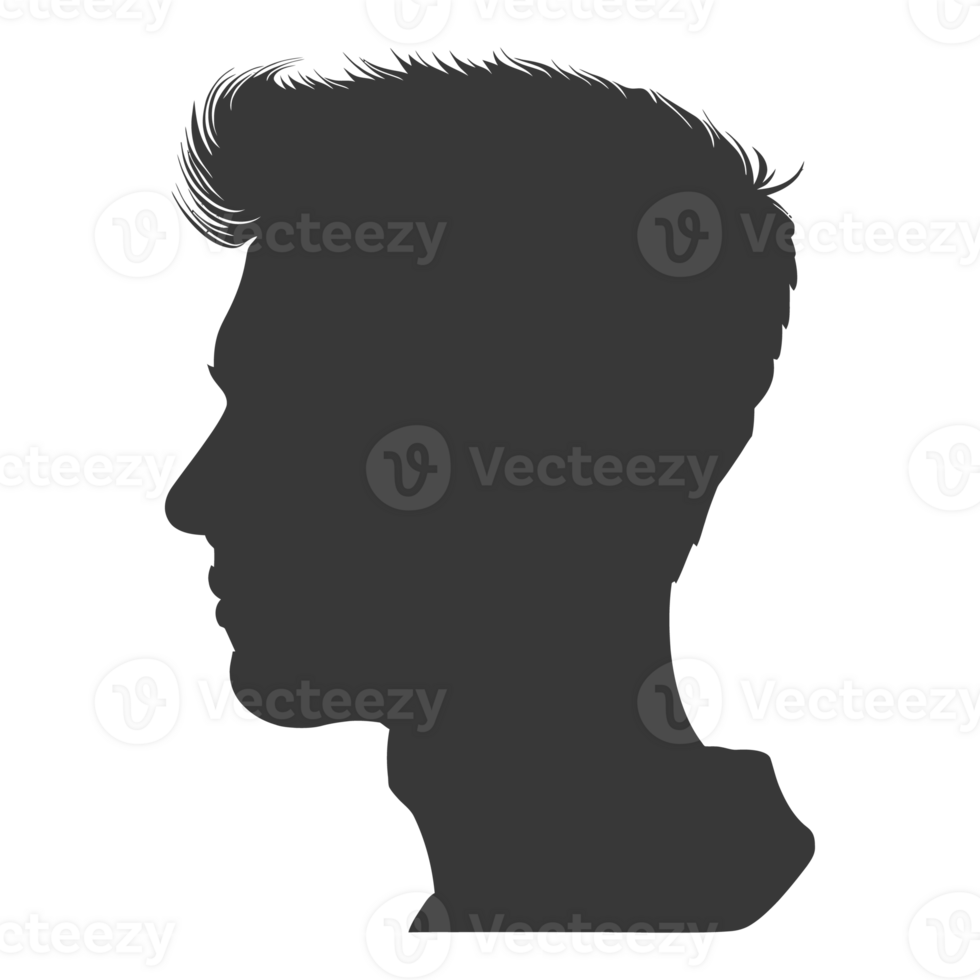AI generated Silhouette men head thick black color only png