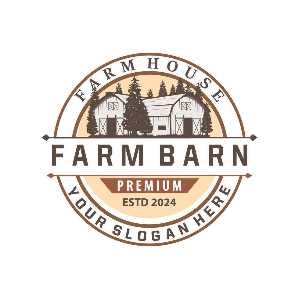 Barn logo agriculture building template farmer farm vintage design simple retro style illustration vector