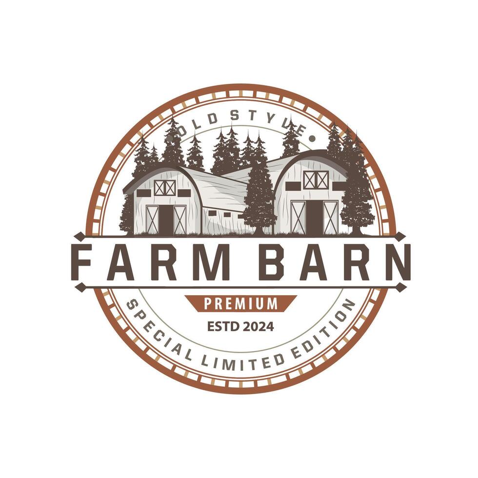 Barn logo agriculture building template farmer farm vintage design simple retro style illustration vector