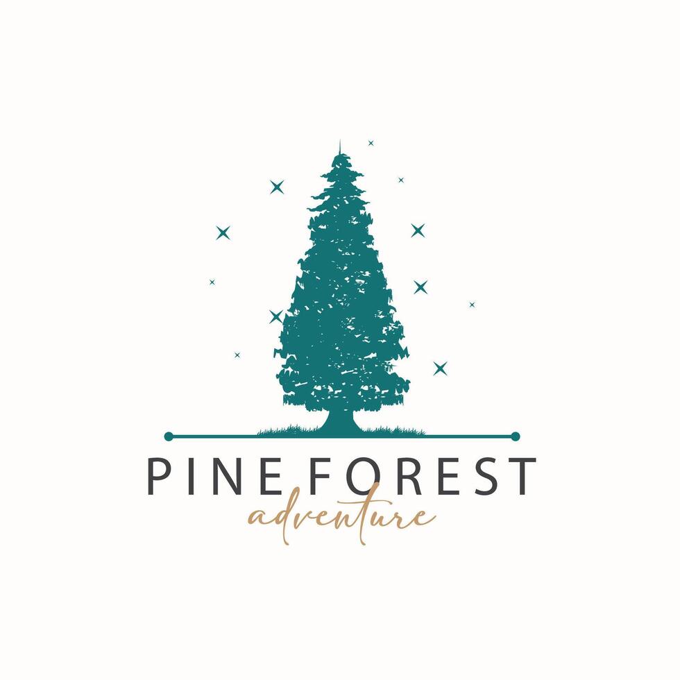 Forest Logo, Vector Forest Wood With Pine Trees, Design Inspirational Badge Label Illustration