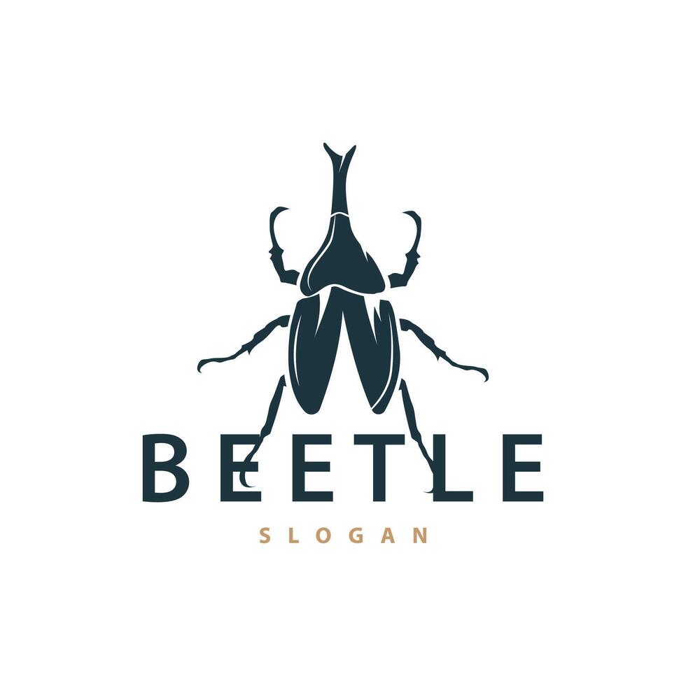 beetle logo design simple silhouette insect animal illustration template vector