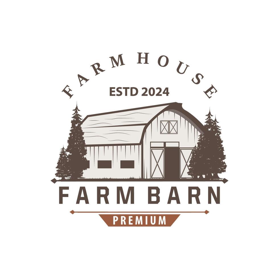 Barn logo agriculture building template farmer farm vintage design simple retro style illustration vector