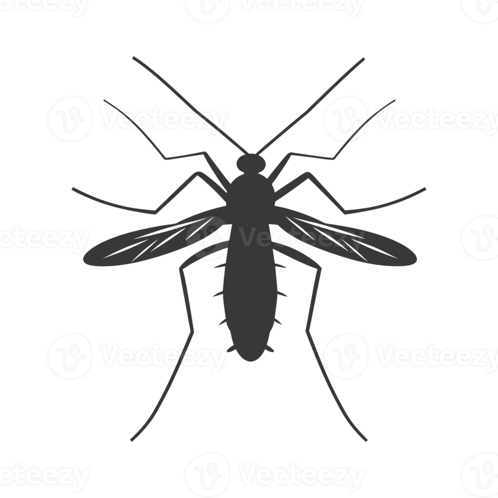 AI generated Silhouette mosquito animal black color only full body png