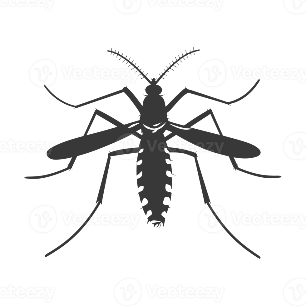 AI generated Silhouette mosquito animal black color only full body png