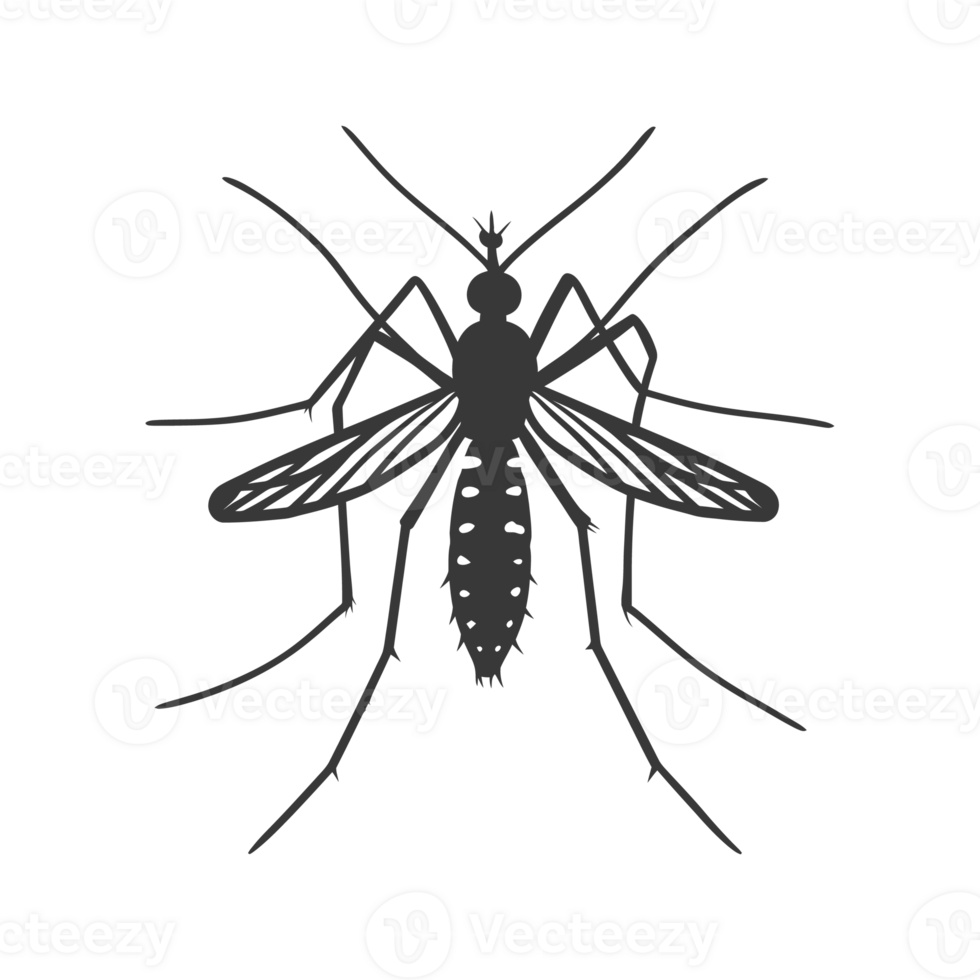 AI generated Silhouette mosquito animal black color only full body png