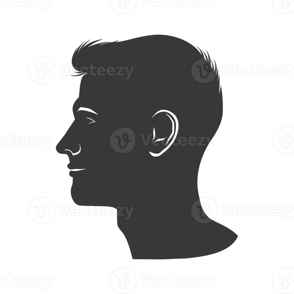 AI generated Silhouette men head thick black color only png