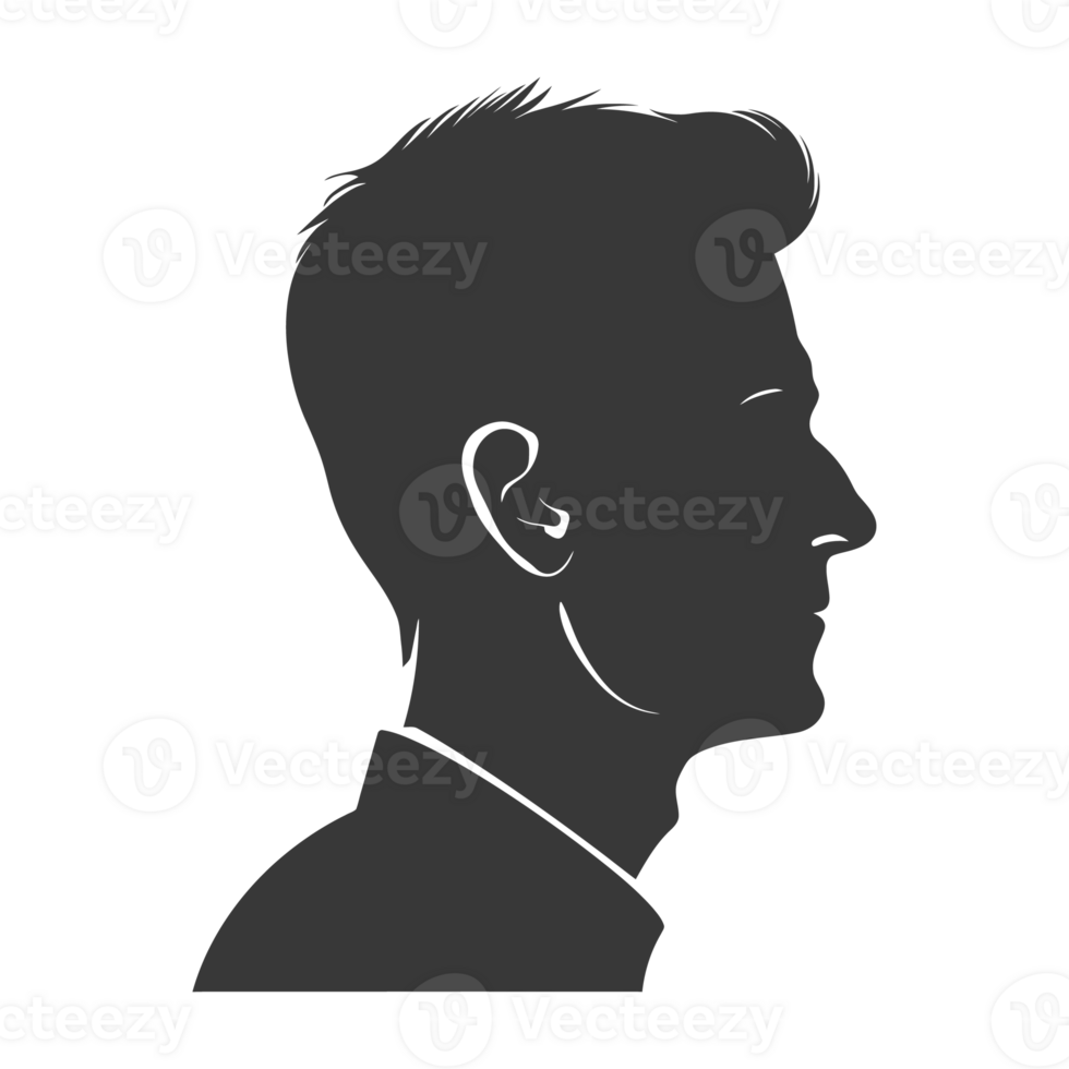 AI generated Silhouette men head thick black color only png