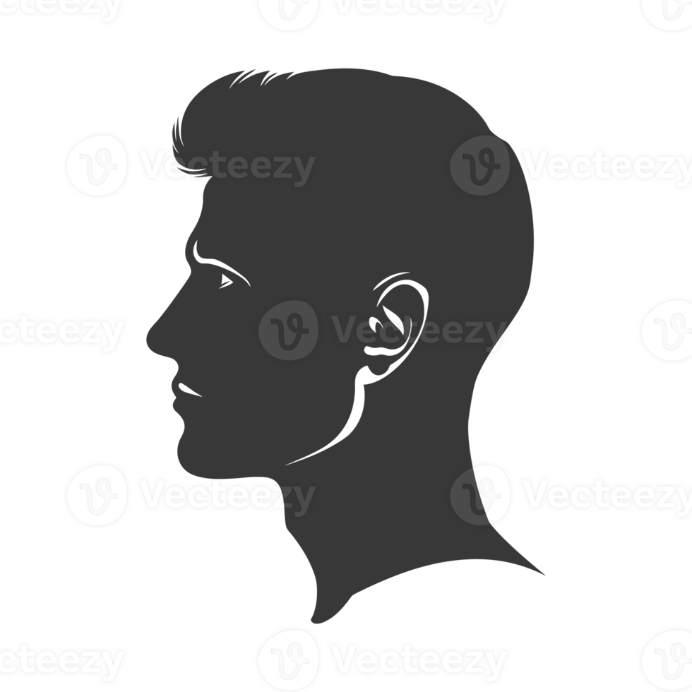 AI generated Silhouette men head thick black color only png