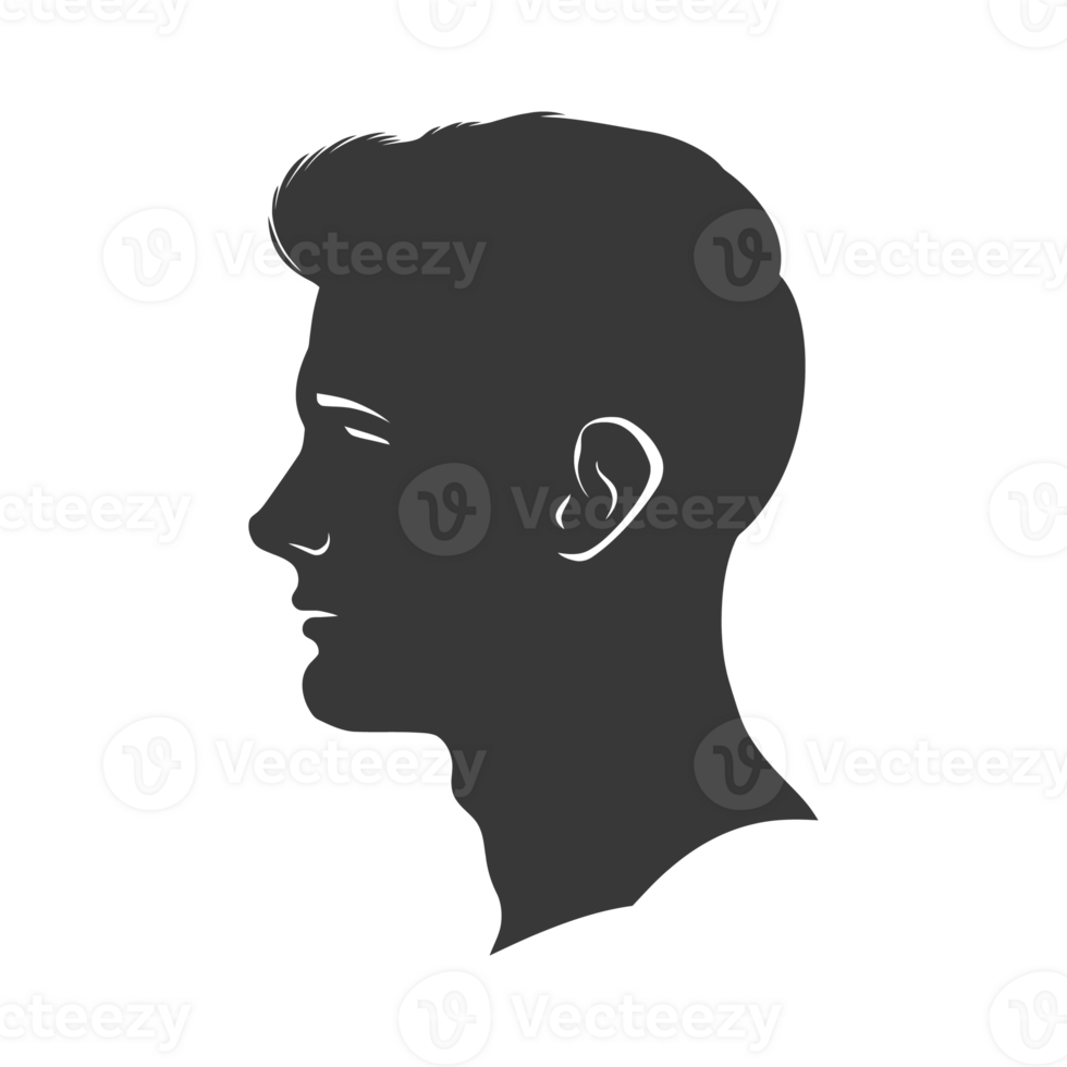 AI generated Silhouette men head thick black color only png