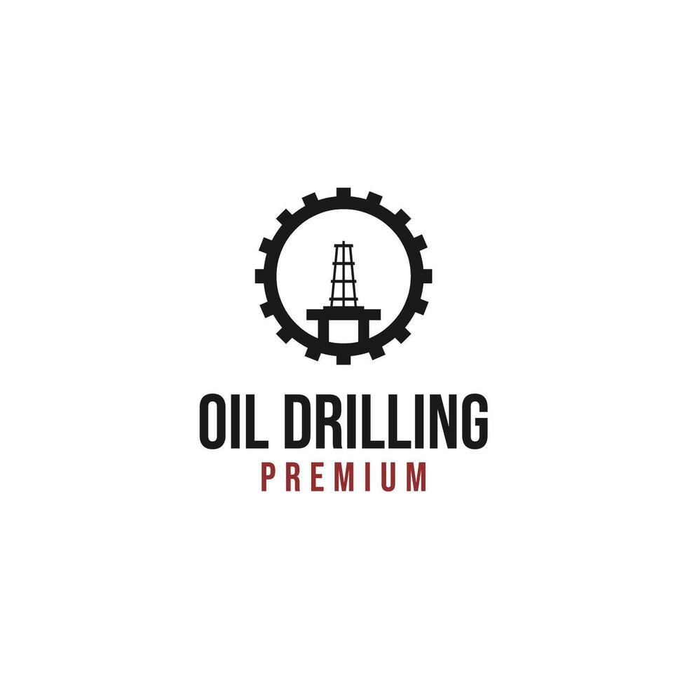 petróleo perforación plataforma logo diseño concepto vector ilustración