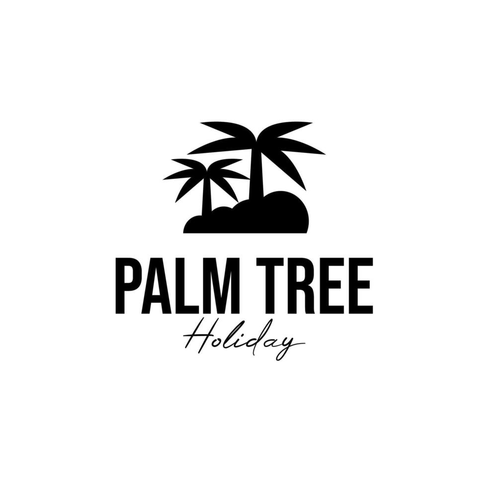 playa puesta de sol y palma árbol logo diseño concepto vector ilustración