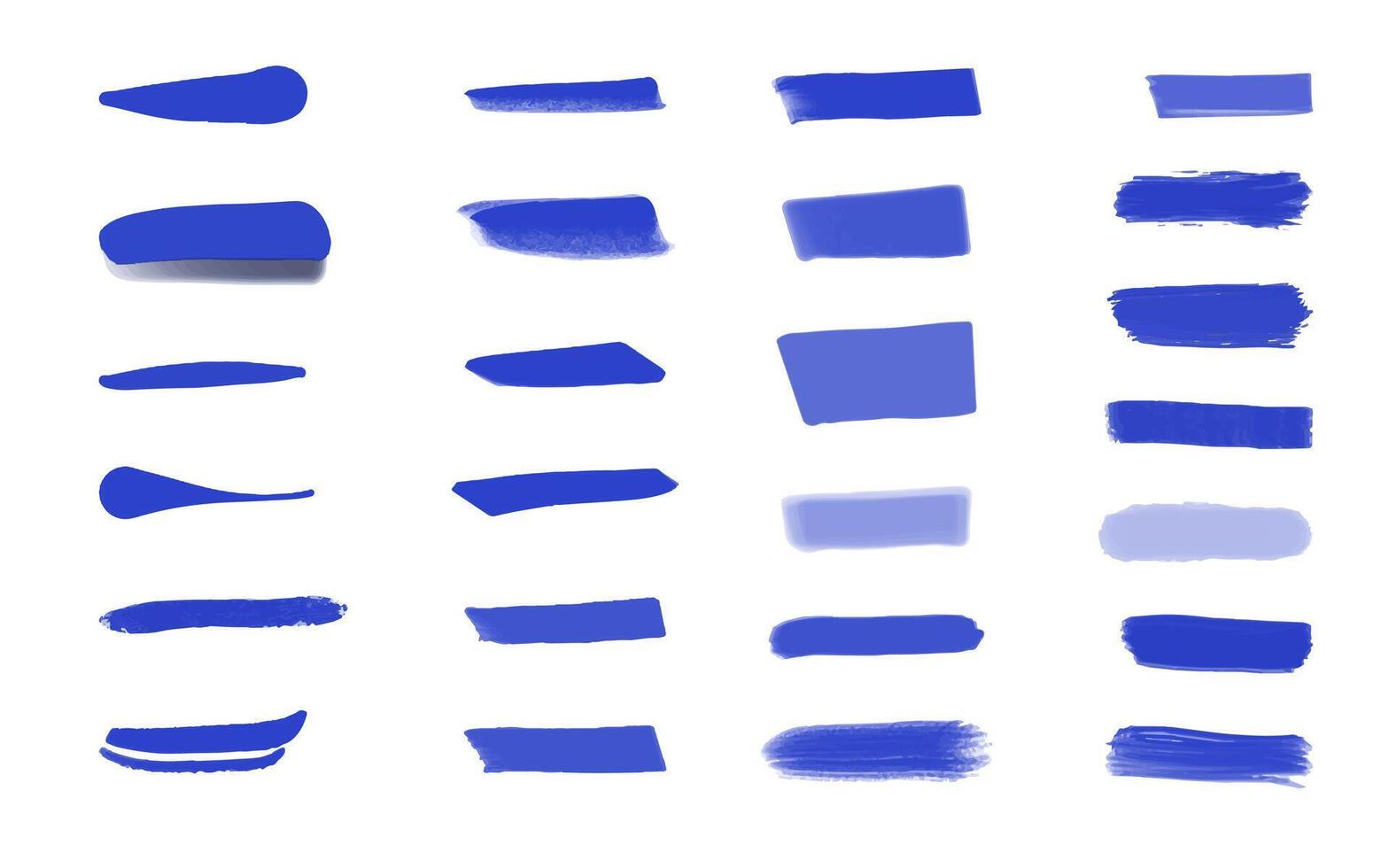 Set of vector paint brush stroke. Blue watercolor texture, background for social media. Brush highlight elements note underline. Vector