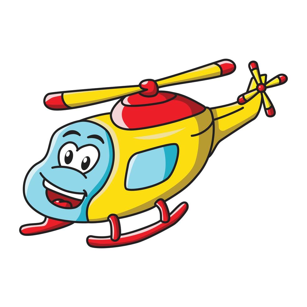 Helicopter Smile Cartoon Vector Illustration