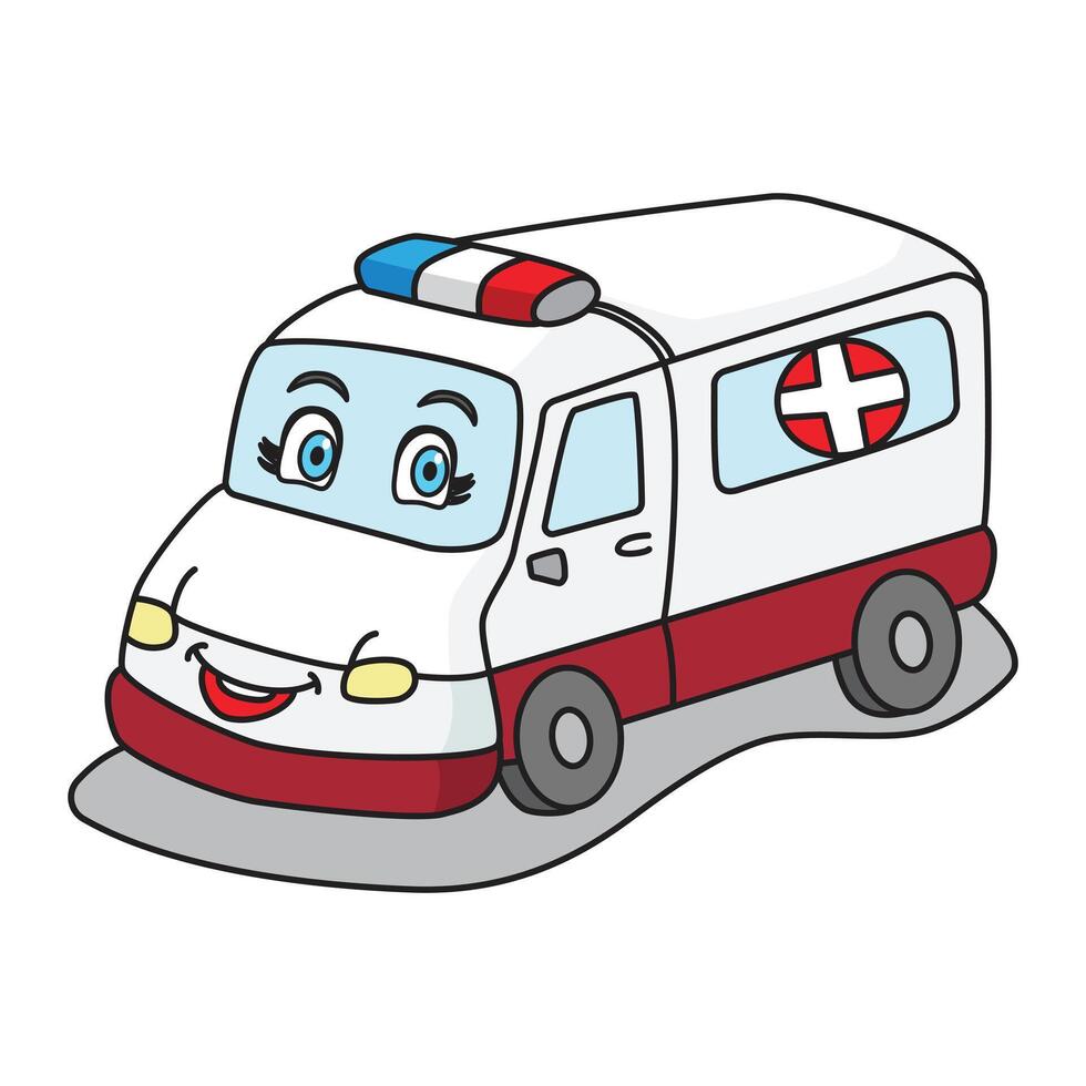 Ambulance Car Cartoon Illustration Vector