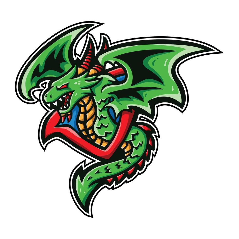 Dragon esport mascot gaming logo design vector