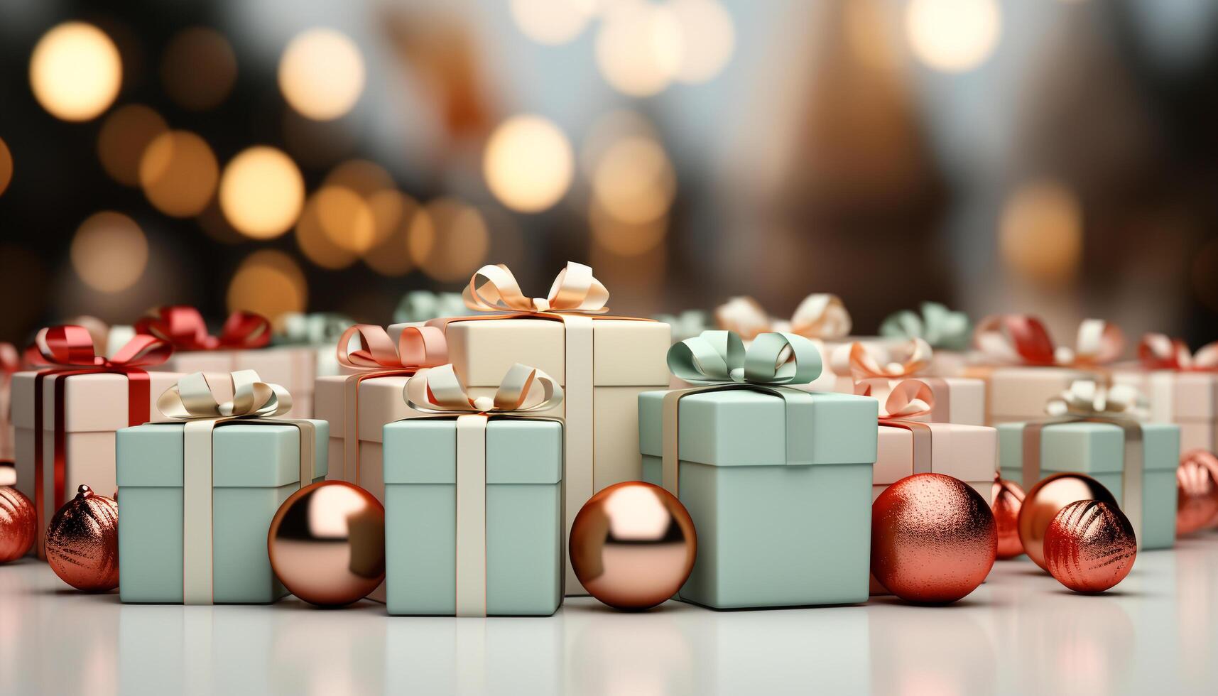 AI generated Shiny gift box wrapped in gold, celebrating joyous event generated by AI photo