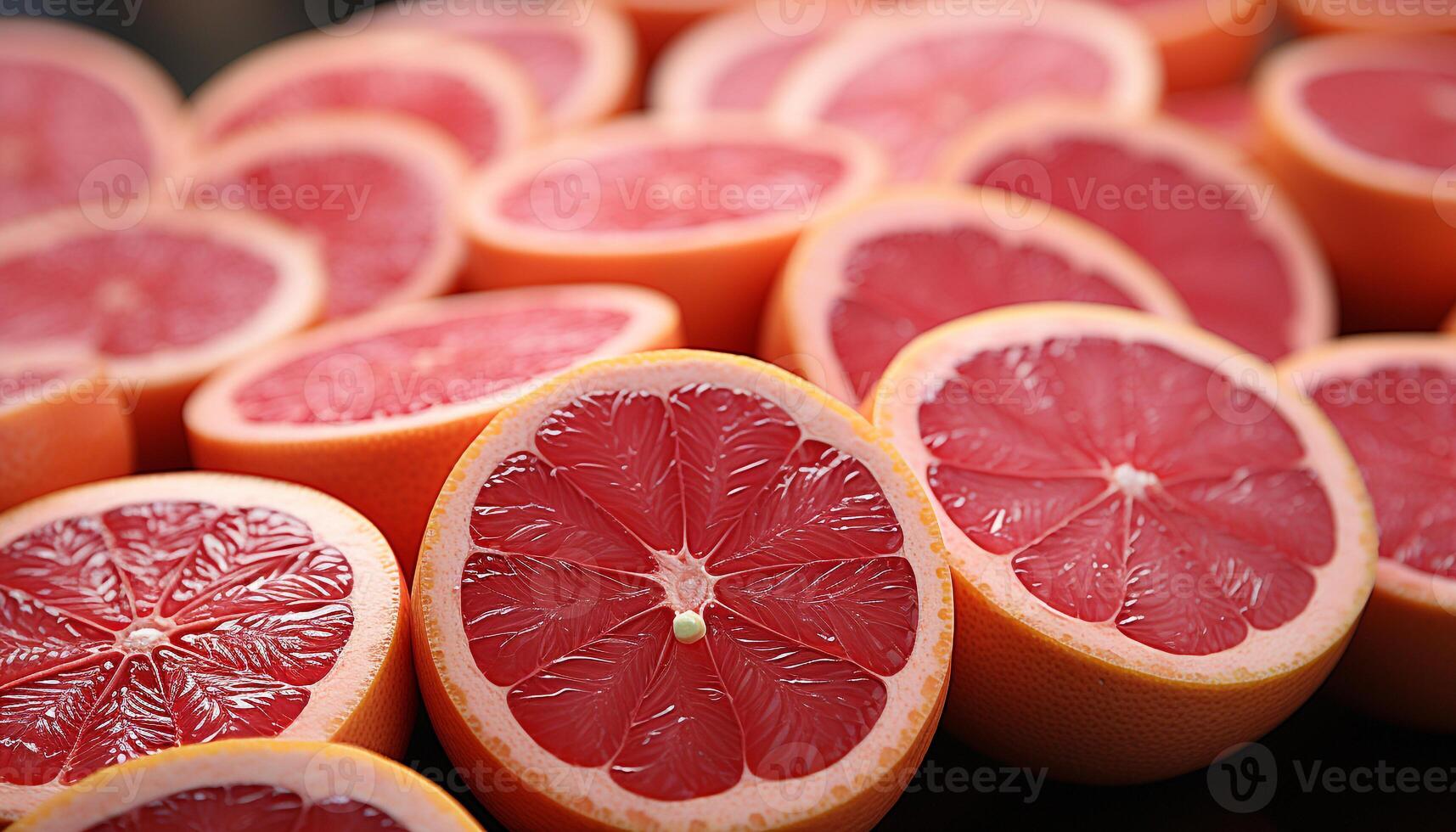AI generated Freshness and vitality in a vibrant, juicy, multi colored citrus slice generated by AI photo