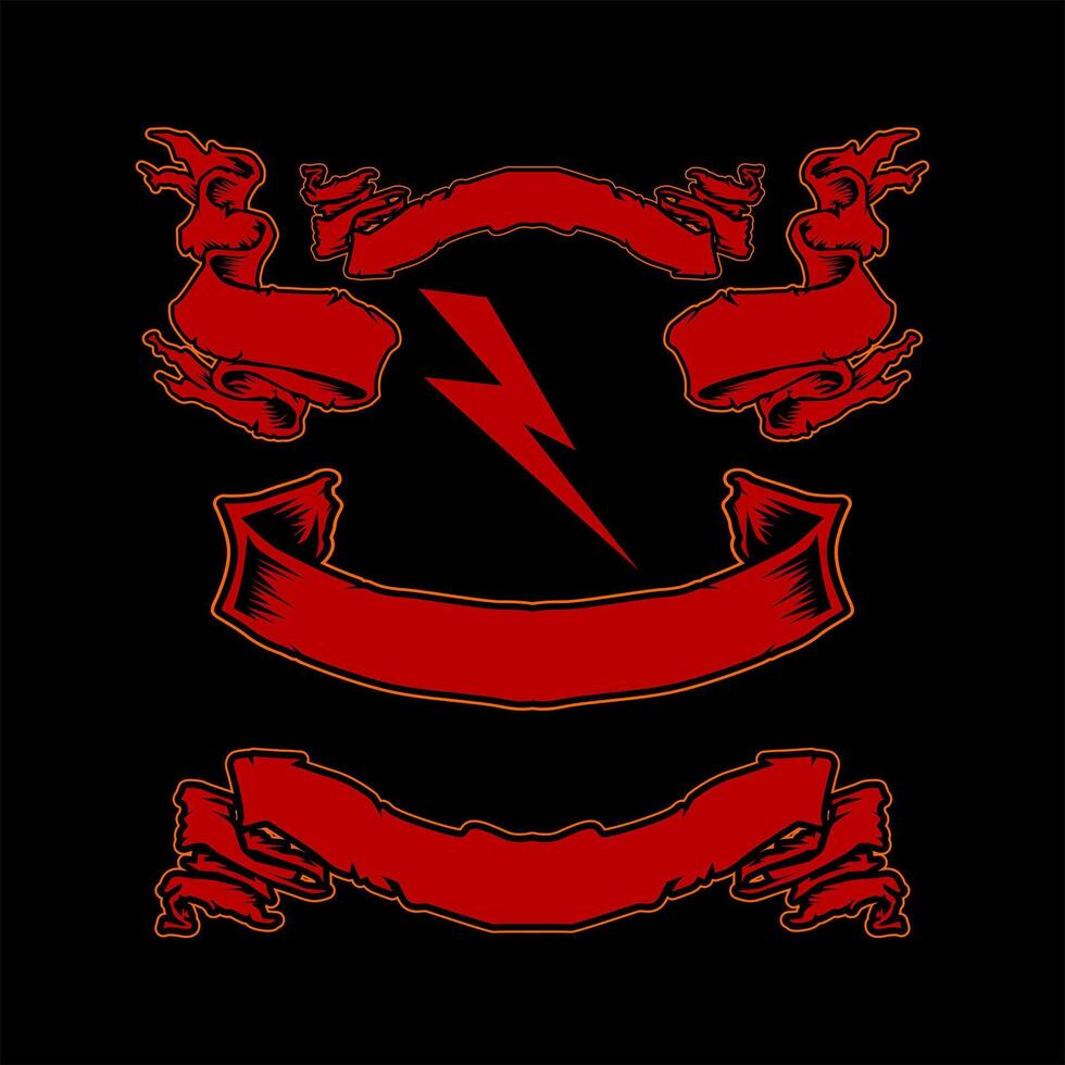 motorcycle ribbon set dark red on black background vector