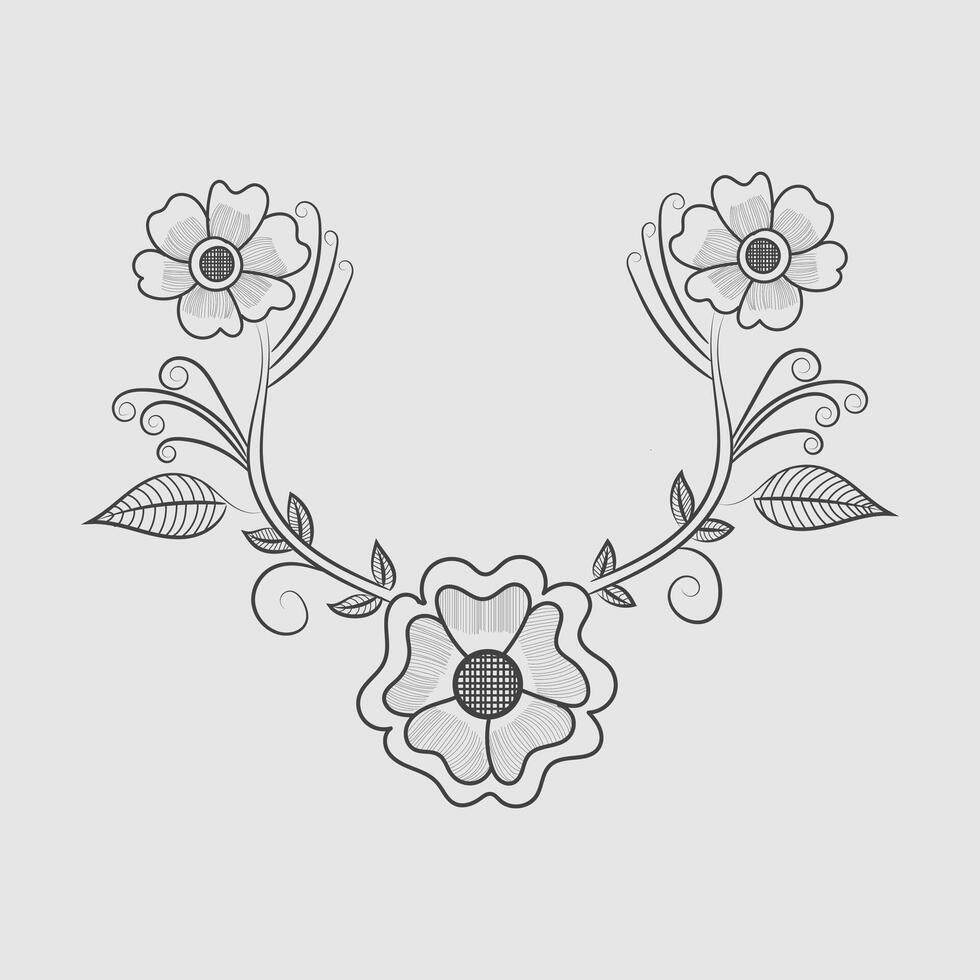 Hand draw floral flower outline illustration design vector