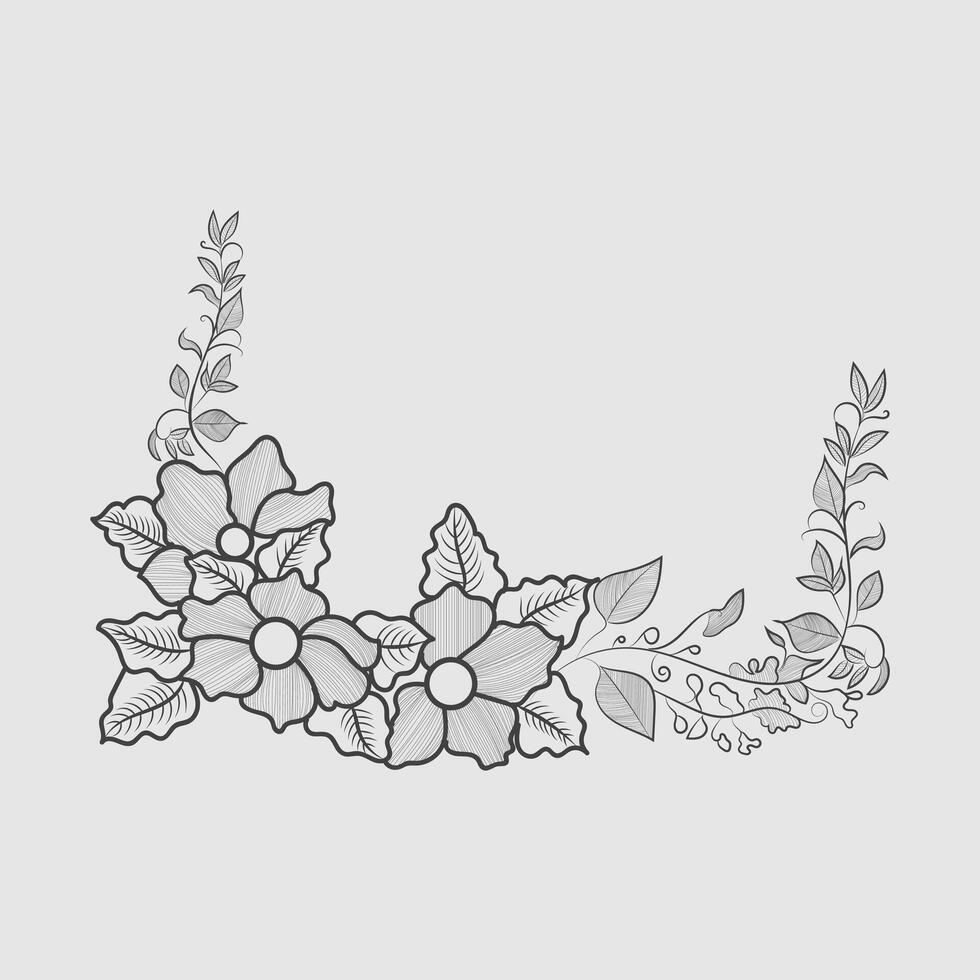 mano dibujar floral flor contorno ilustración diseño vector