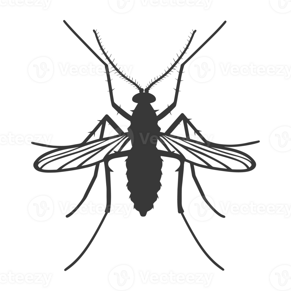 AI generated Silhouette mosquito animal black color only full body png