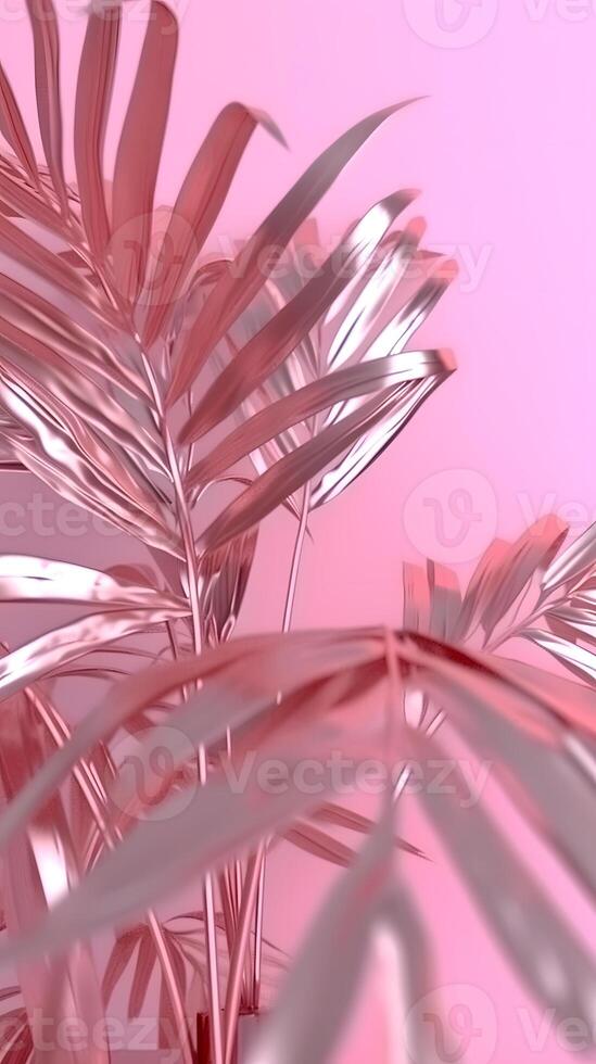 AI generated Close-Up Pink Plant on Pink Background. Generative AI photo