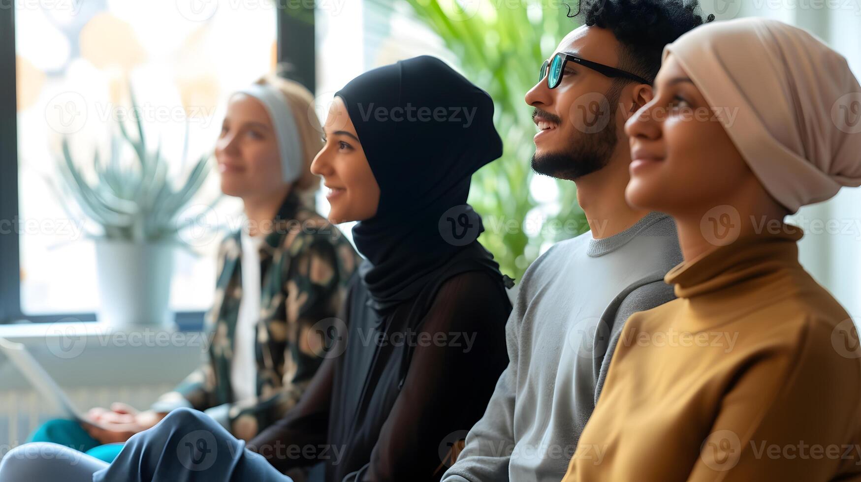 AI generated Diverse Group Sitting Together for Inclusive Workplace Training. Generative AI photo